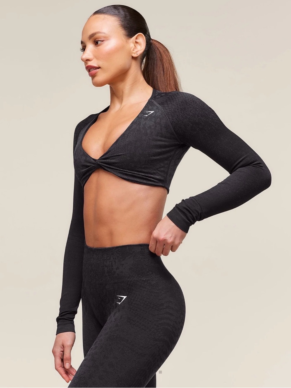 Gymshark Adapt X Whitney animal seamless twist long sleeve top